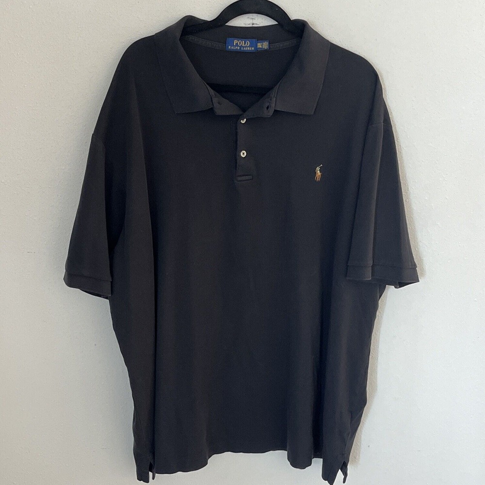 Polo Ralph Lauren Mens Short Sleeve Shirt Size 3XLT Black Collared Logo 3XL